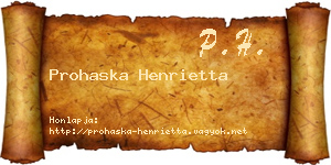 Prohaska Henrietta névjegykártya