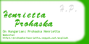 henrietta prohaska business card